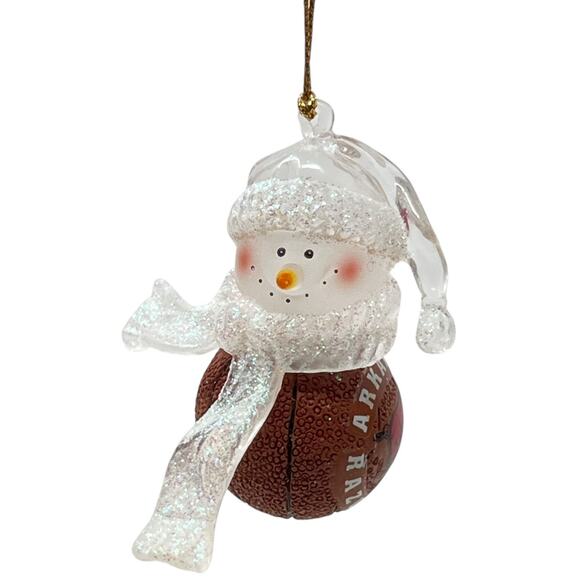 Arkansas Razorbacks Basketball Snowman Sparkly Ornament - Picture 1 of 3